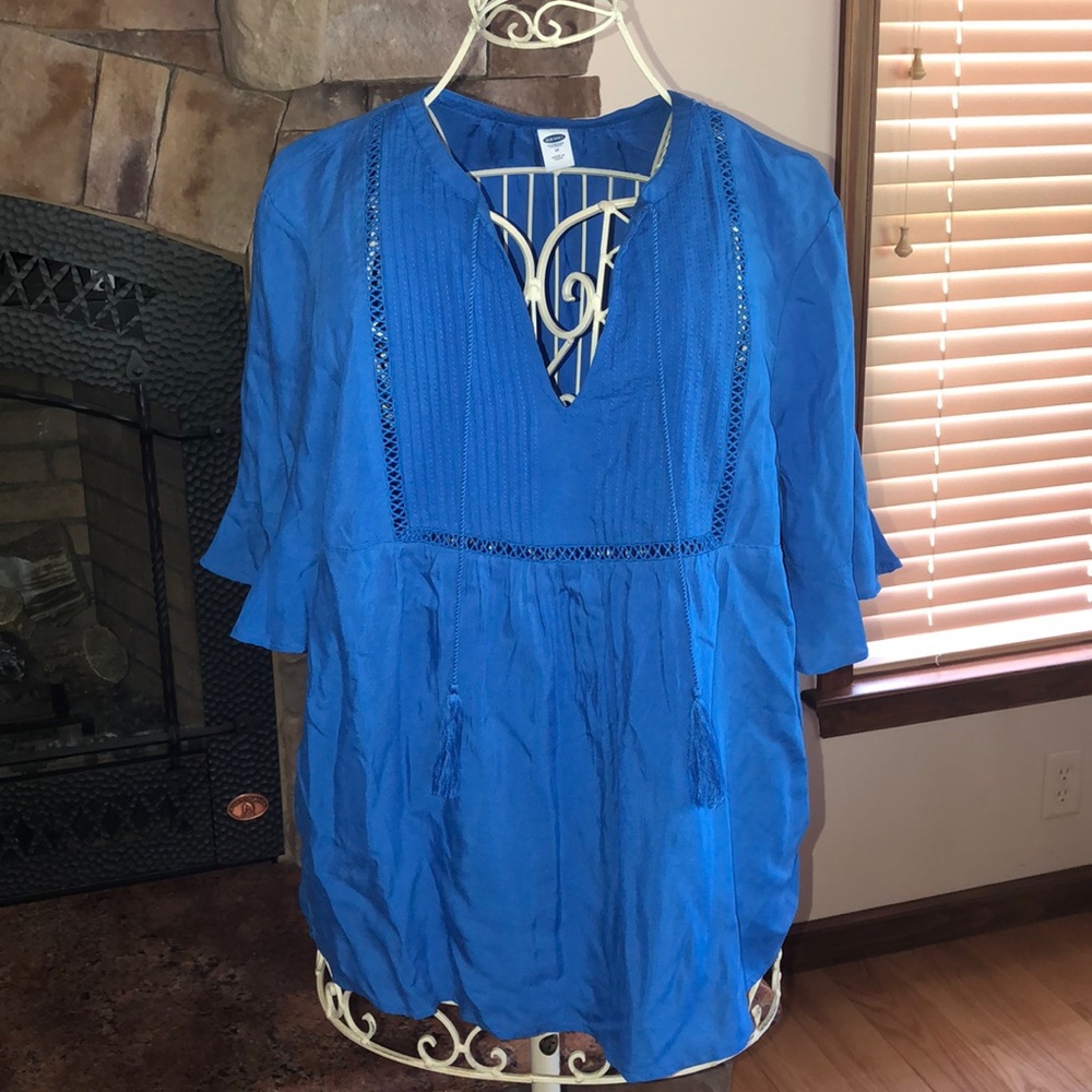 Old Navy Royal Blue Short Sleeve Peasant Blouse